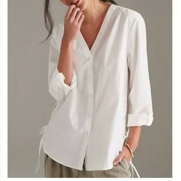 Anthropologie x Mare Mare Henrietta Lace Up Button up Tunic Top Black Size XS - Picture 3 of 11
